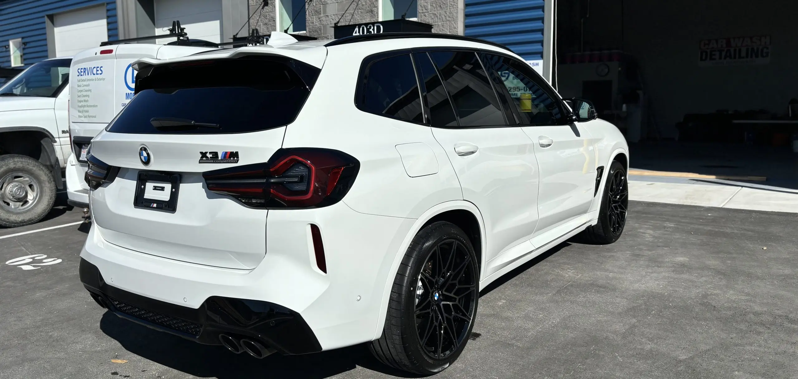 White BMW X3 M after an exterior detail